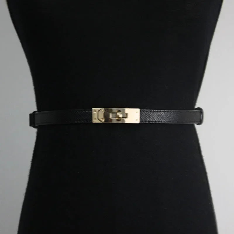 Golden Lock Buckle Dress Belts