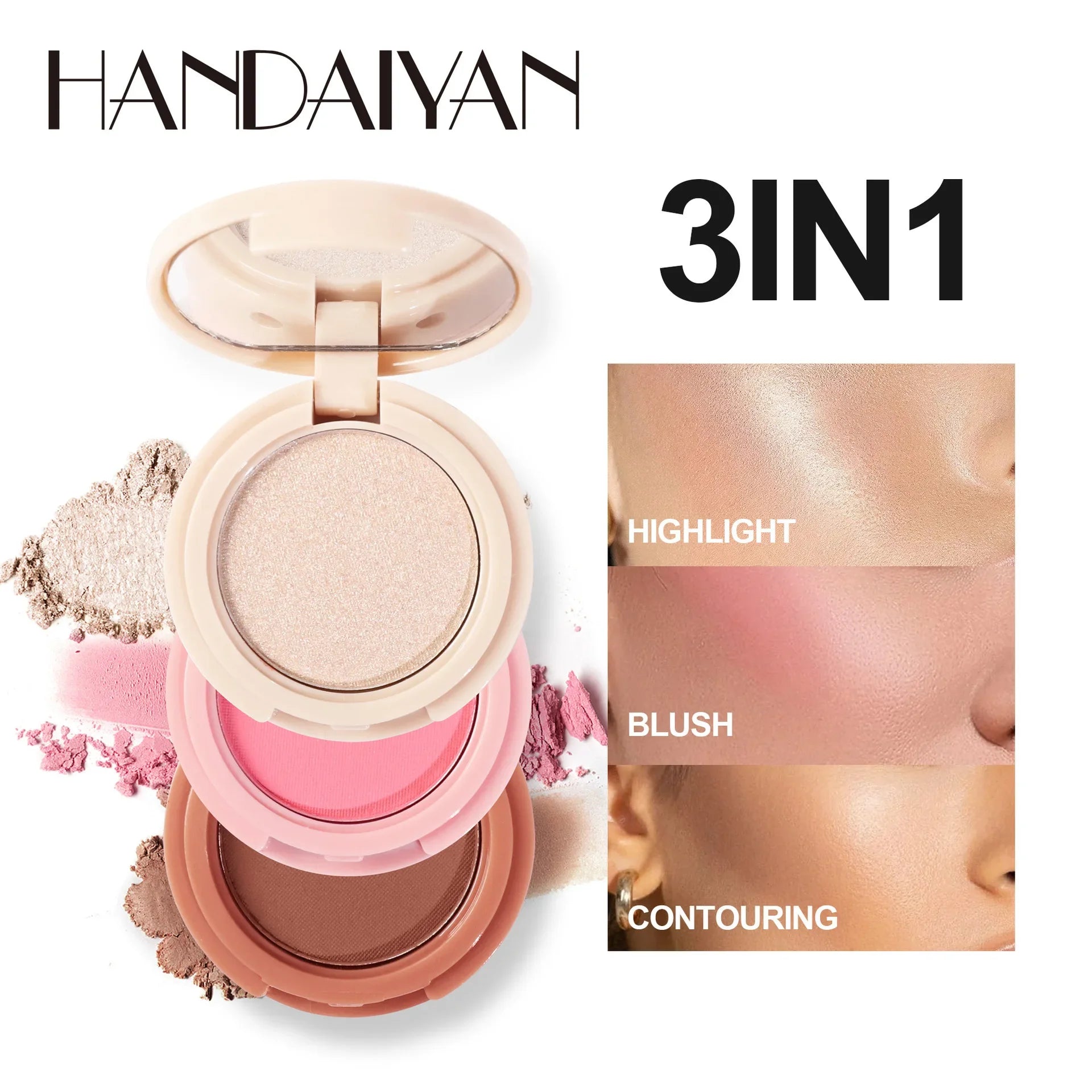 3 In 1 Matte Highlighter Contouring Blush